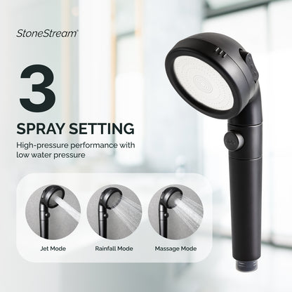 EcoPower 4-in-1 Vitamin C Black Shower Head Kit