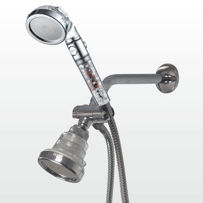 High Pressure Handheld Shower Head + Wall Showerhead Combo