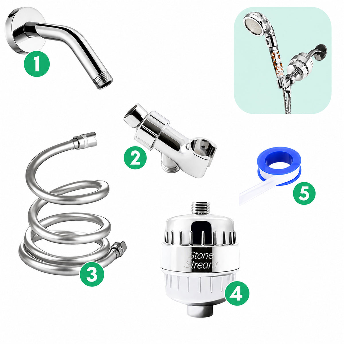 Kit de douche filtration eau dure - Chrome